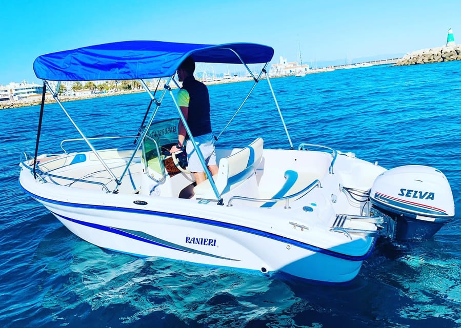 Benalmadena: Boat Rental without License Required - Swimming, snorkeling, and spotting dolphins