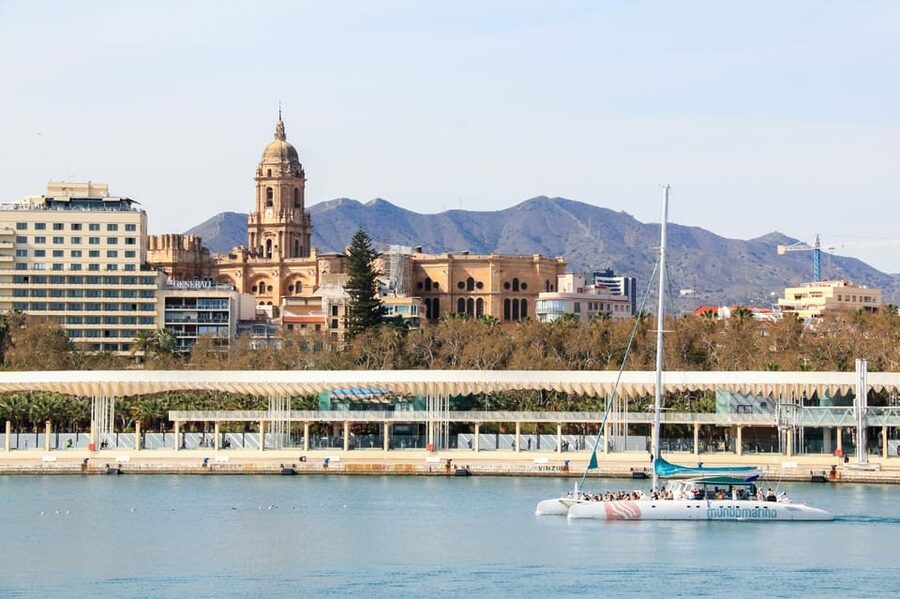 Malaga: Catamaran Sailing Cruise with Swimming & Optional DJ - Malaga from the bay