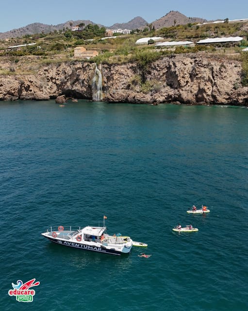 Nerja: Maro Waterfall Boat Trip with Paddleboarding & Drink - GoPro photos, drinks, and what the fare covers